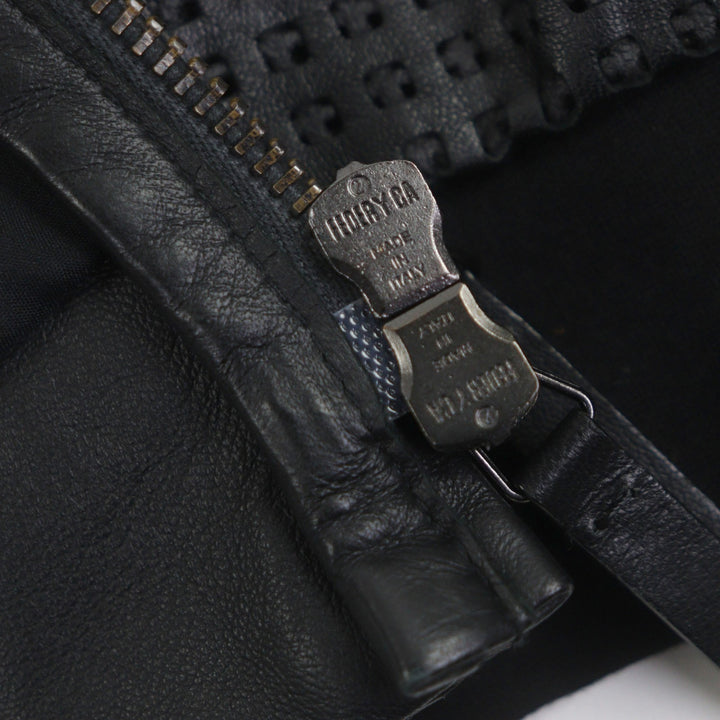 素晴らしいARMANI COLLEZIONIレザージャケットブラックシープレザーメンズ58