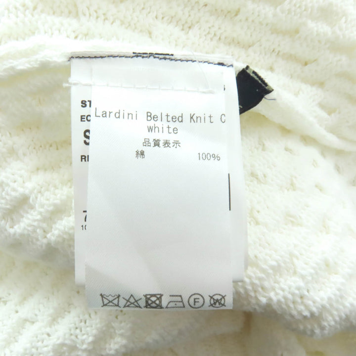 素晴らしい LARDINI カーディガン フロントオープンニット ベルト付き ホワイトコットン レディース S