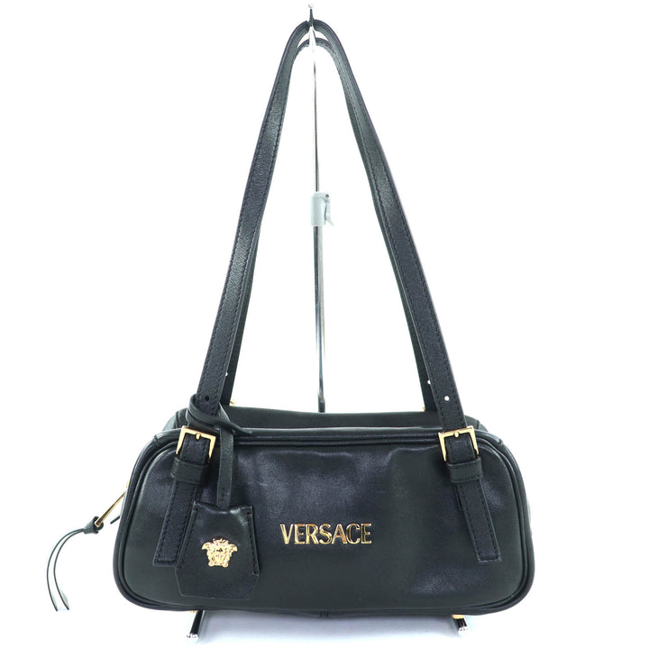 素晴らしい VERSACE ハンドバッグ ヴェルサーチ タグ ナッパ ボウリングバッグ ラムスキンレザー 1015792