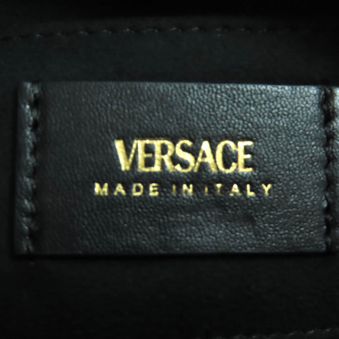 素晴らしい VERSACE ハンドバッグ ヴェルサーチ タグ ナッパ ボウリングバッグ ラムスキンレザー 1015792