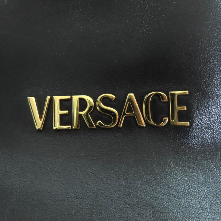 素晴らしい VERSACE ハンドバッグ ヴェルサーチ タグ ナッパ ボウリングバッグ ラムスキンレザー 1015792