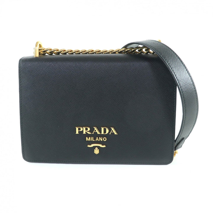 素晴らしいPRADAショルダーバッグサフィアーノレザーミニバッグブラック1BD133