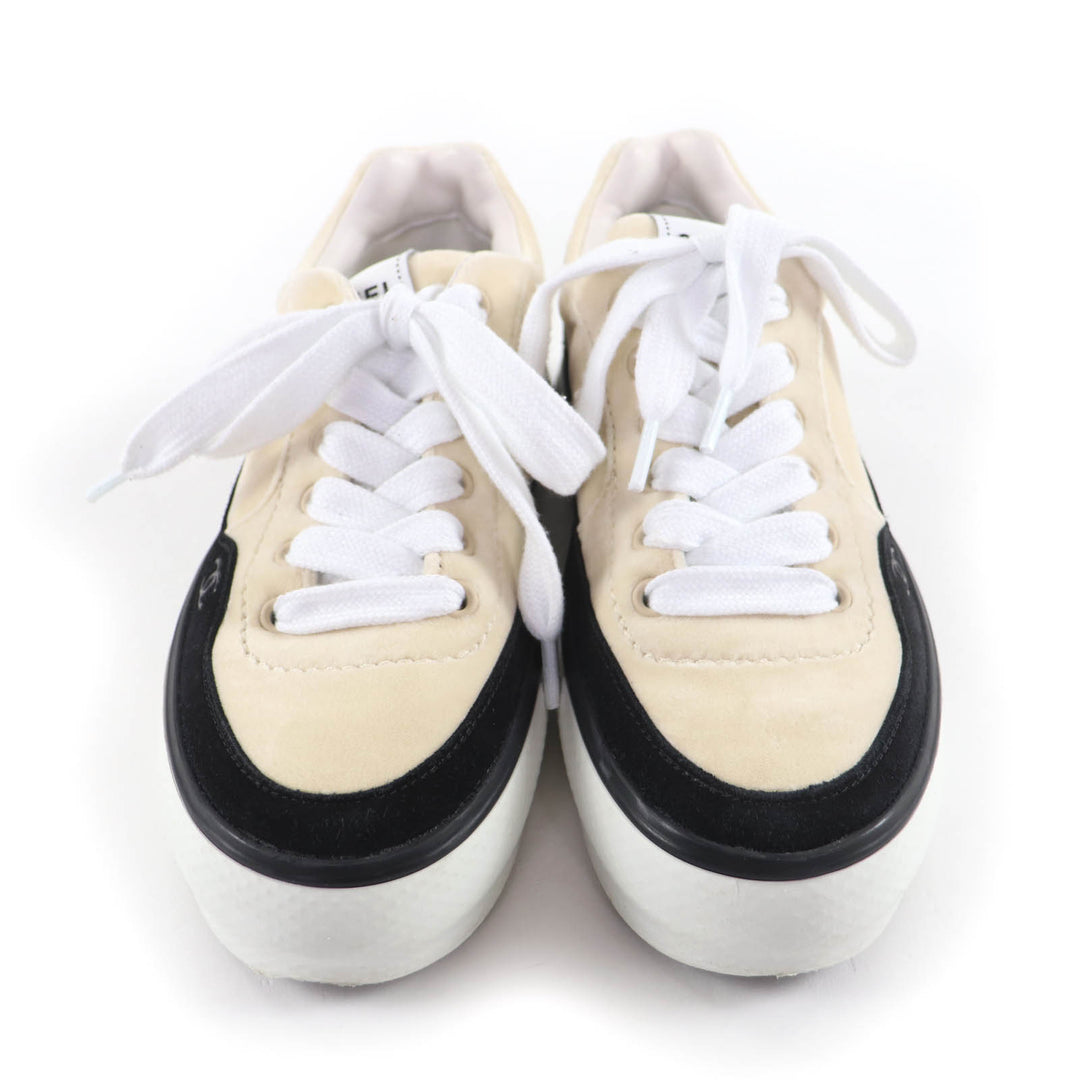 Great CHANEL sneakers COCO Mark Velvet Lace-Up beige velvet Women 36 G45208