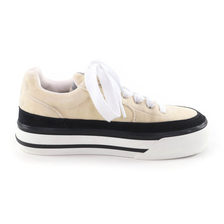Great CHANEL sneakers COCO Mark Velvet Lace-Up beige velvet Women 36 G45208
