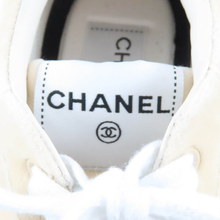 Great CHANEL sneakers COCO Mark Velvet Lace-Up beige velvet Women 36 G45208
