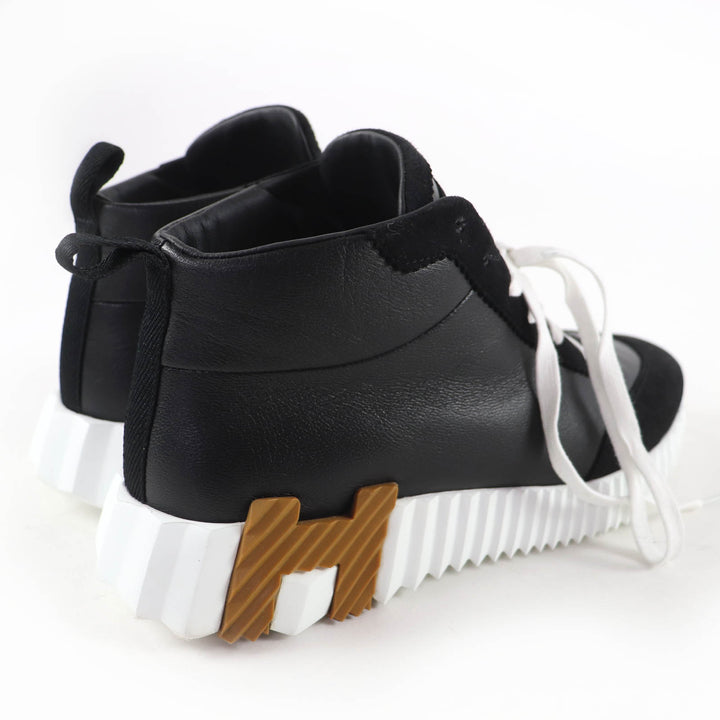 Great HERMES High cut sneakers hip hop H logo lace-up leather black Women 37