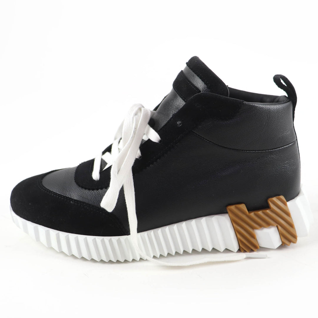 Great HERMES High cut sneakers hip hop H logo lace-up leather black Women 37