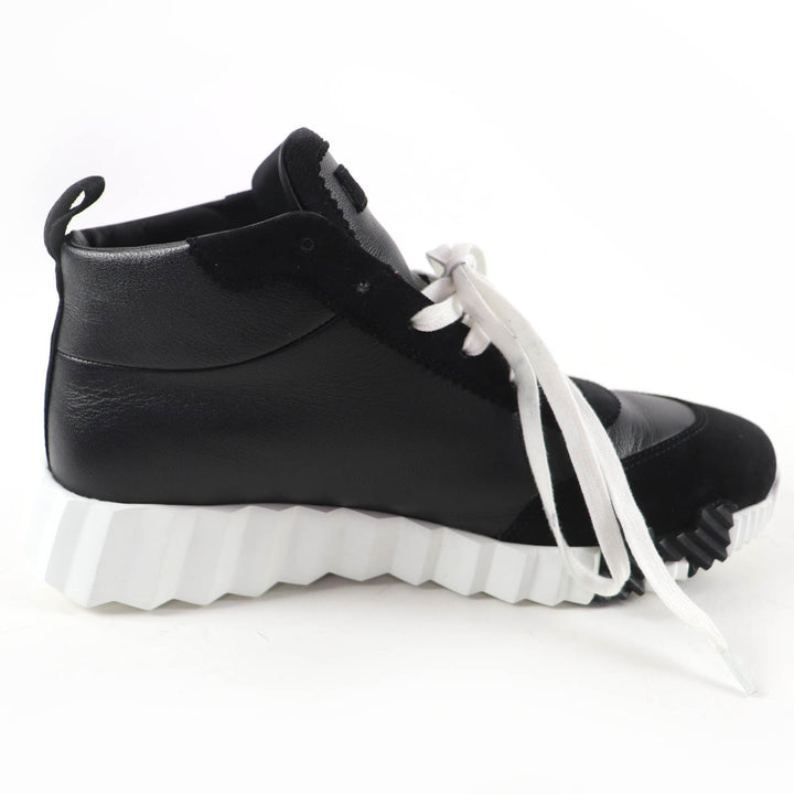 Great HERMES High cut sneakers hip hop H logo lace-up leather black Women 37