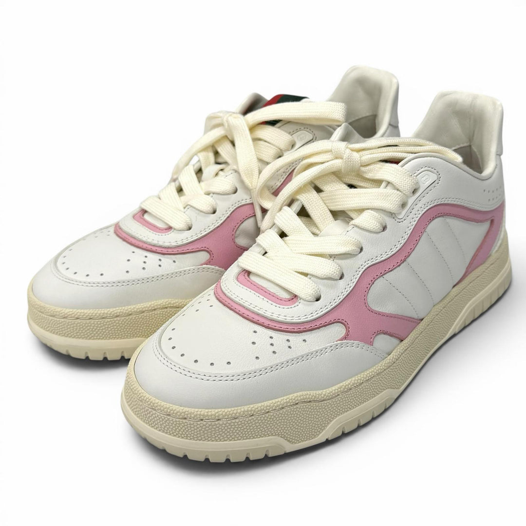 Great GUCCI sneakers Reweb Logo embroidered lace-up leather white 36.5 785728