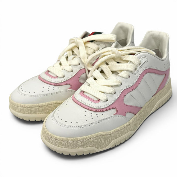 Great GUCCI sneakers Reweb Logo embroidered lace-up leather white 36.5 785728