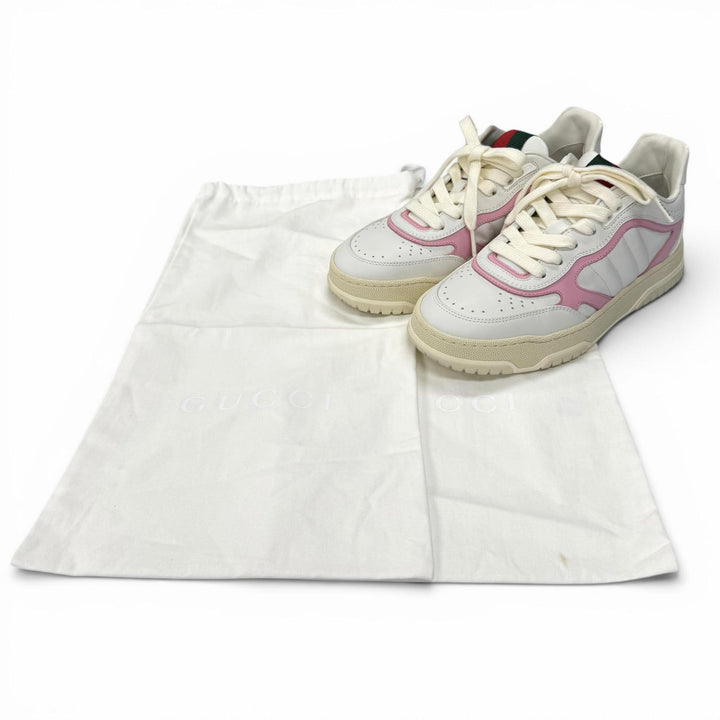 Great GUCCI sneakers Reweb Logo embroidered lace-up leather white 36.5 785728
