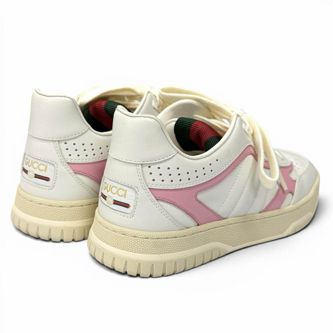 Great GUCCI sneakers Reweb Logo embroidered lace-up leather white 36.5 785728