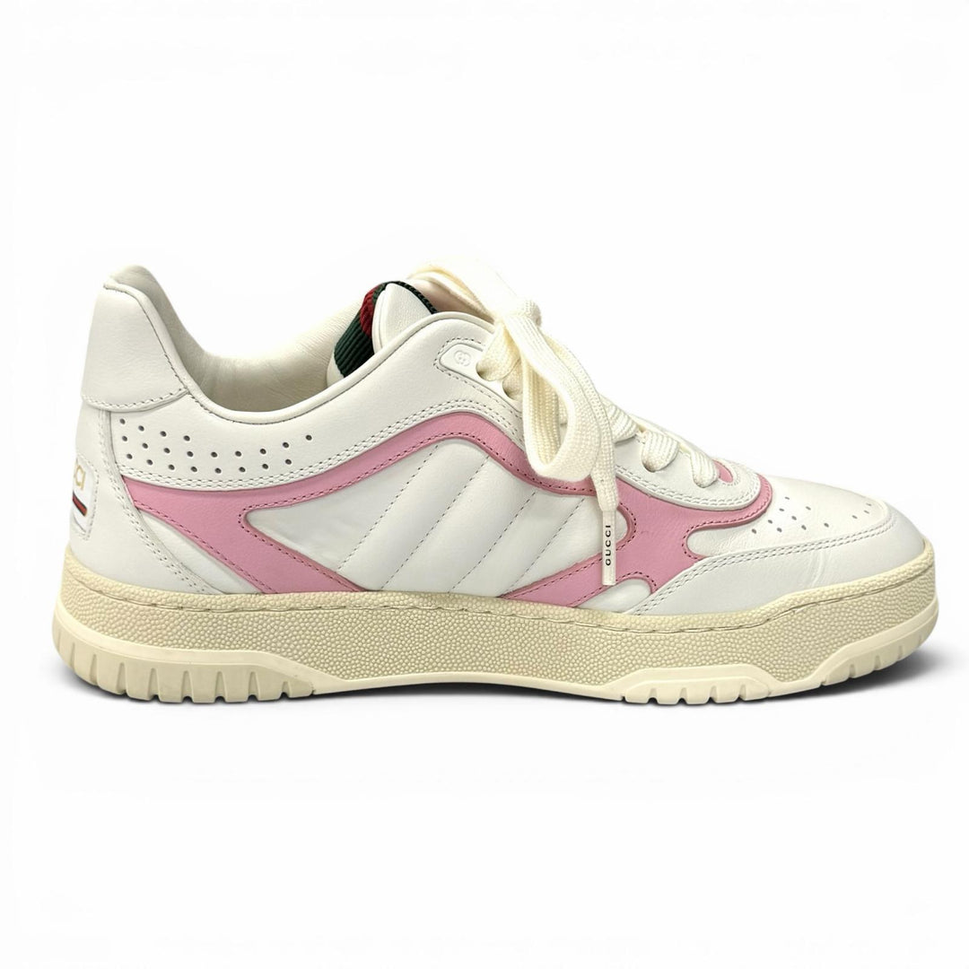 Great GUCCI sneakers Reweb Logo embroidered lace-up leather white 36.5 785728