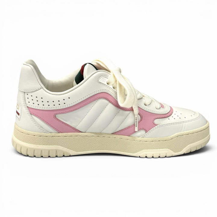 Great GUCCI sneakers Reweb Logo embroidered lace-up leather white 36.5 785728