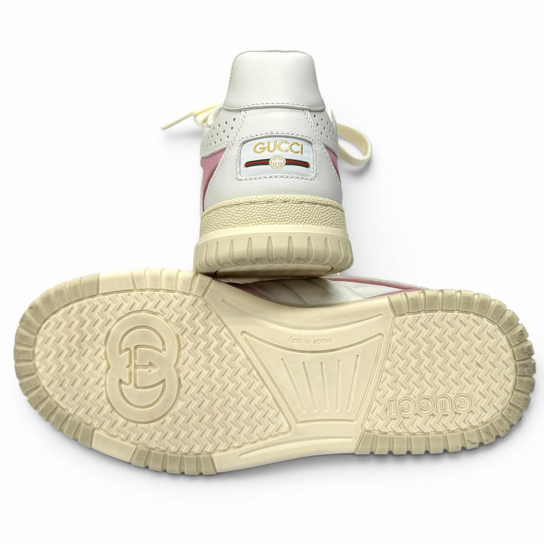 Great GUCCI sneakers Reweb Logo embroidered lace-up leather white 36.5 785728