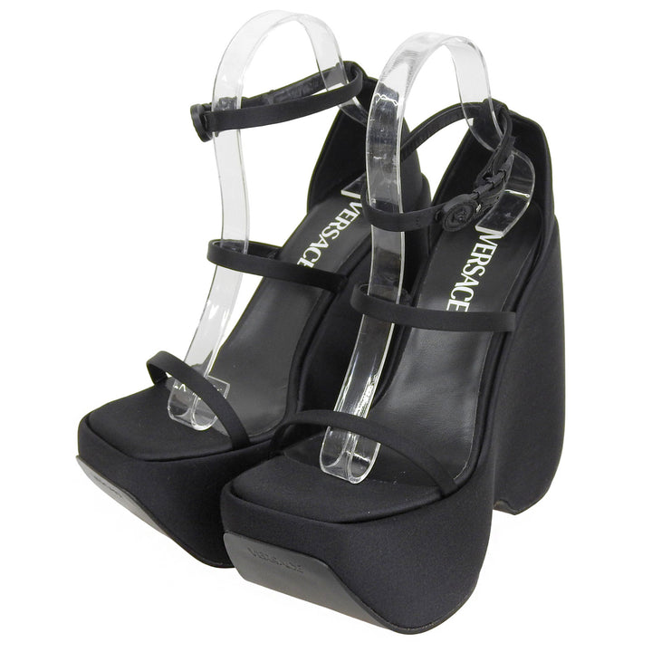 Excellent VERSACE Sandals black Satin Women 37 1004483
