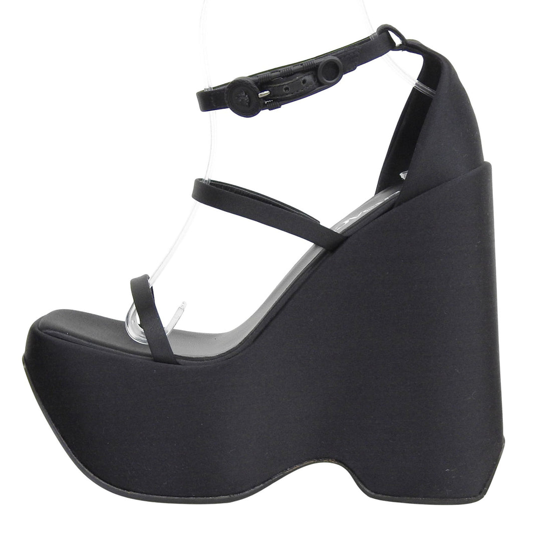 Excellent VERSACE Sandals black Satin Women 37 1004483