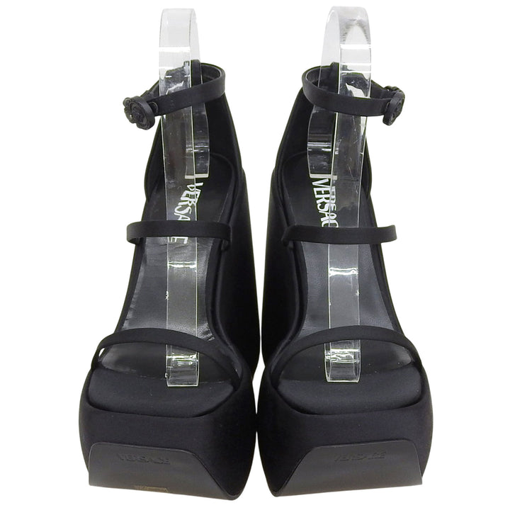 Excellent VERSACE Sandals black Satin Women 37 1004483