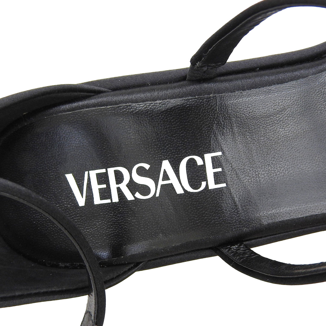 Excellent VERSACE Sandals black Satin Women 37 1004483