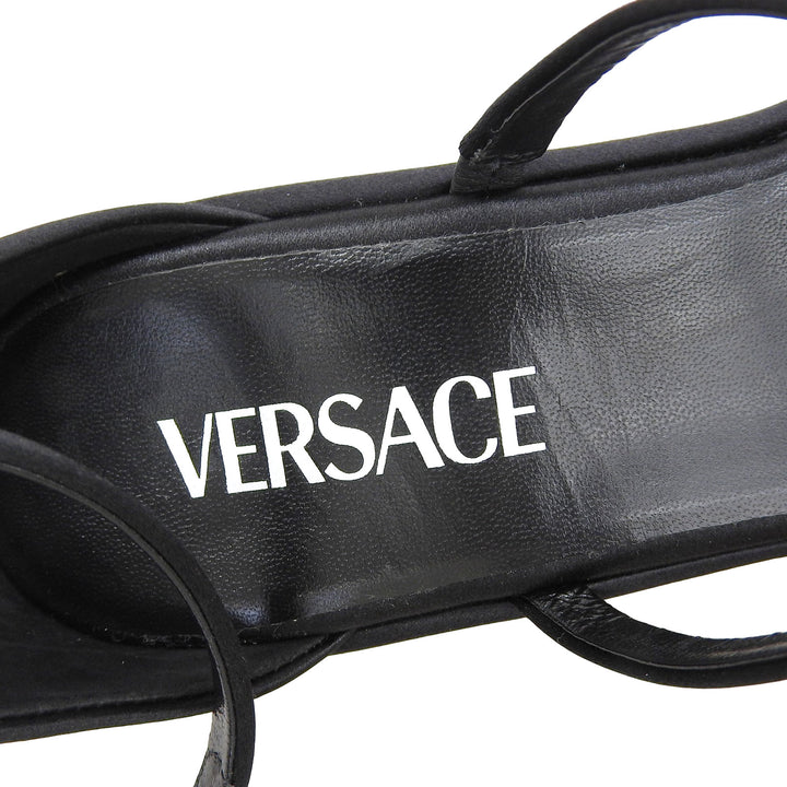 Excellent VERSACE Sandals black Satin Women 37 1004483
