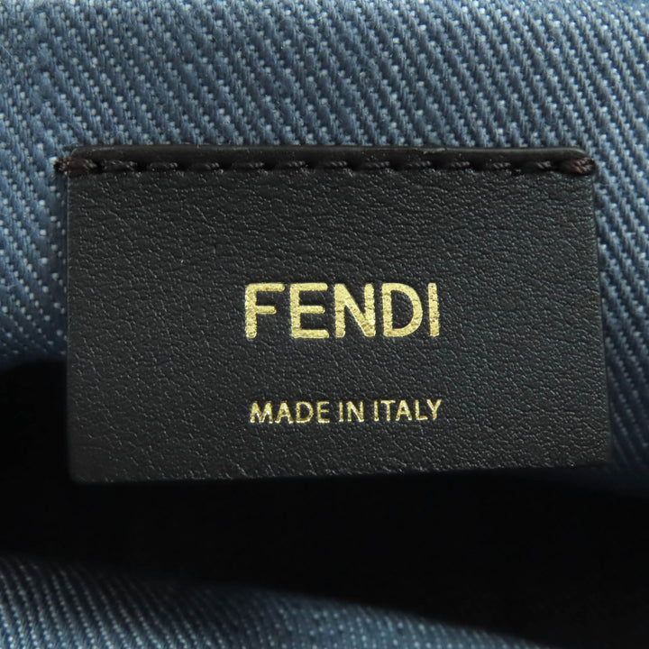 Pristine FENDI Shoulder Bag Mamma Baguette Small Gray denim Women 8BS105
