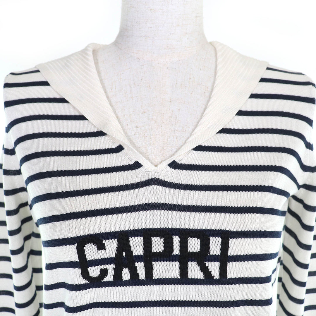 新品 クリスチャンディオール ニット CAPRI ストライプ柄 セーラーカラー 34 144S49CP603