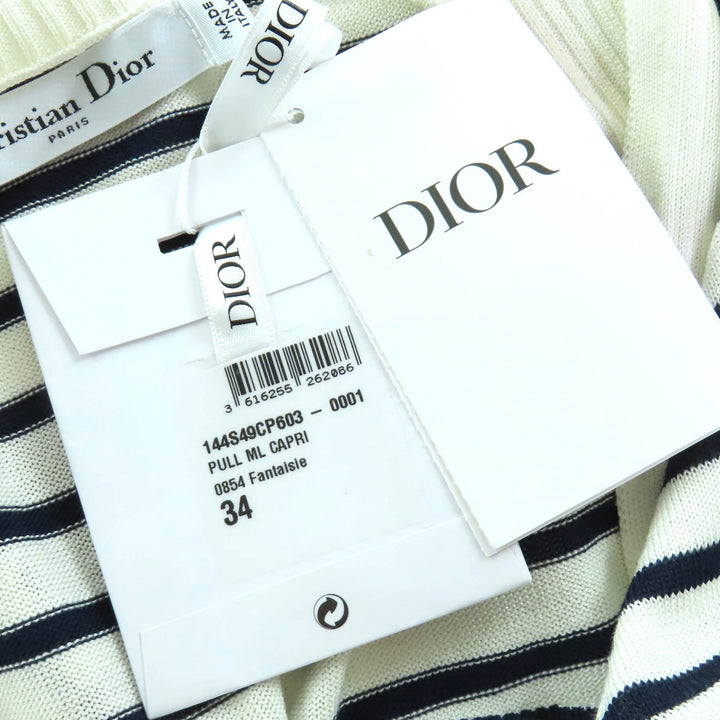 新品 クリスチャンディオール ニット CAPRI ストライプ柄 セーラーカラー 34 144S49CP603