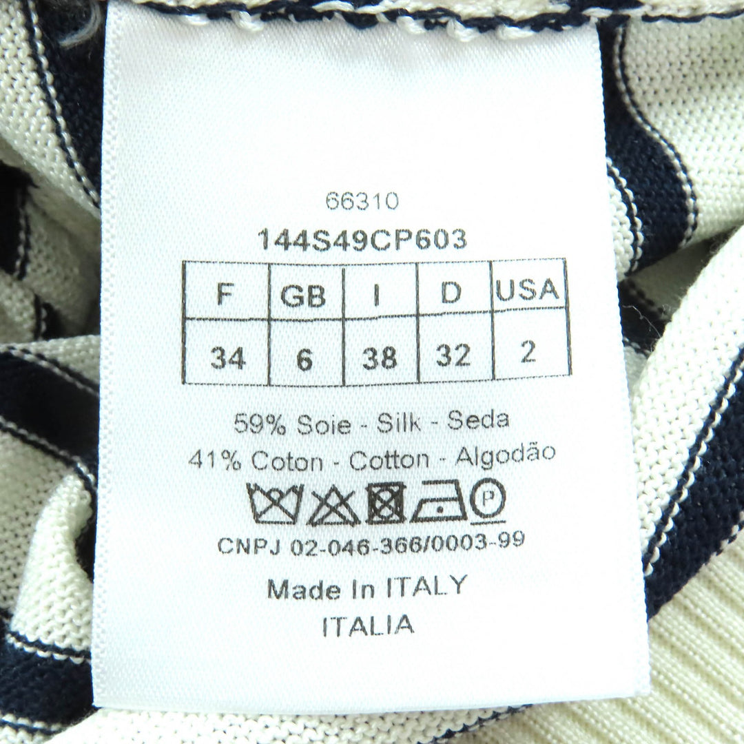 新品 クリスチャンディオール ニット CAPRI ストライプ柄 セーラーカラー 34 144S49CP603