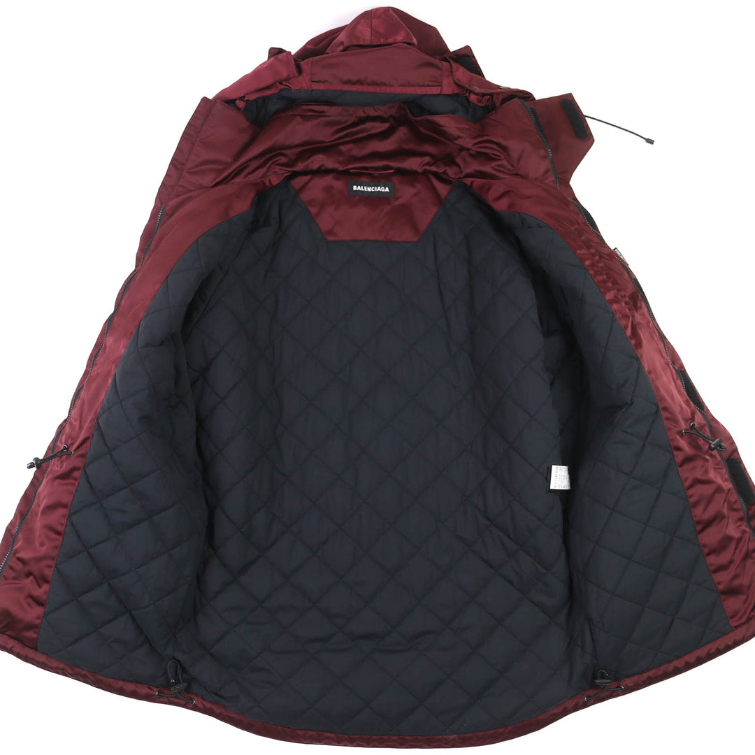 精美BALENCIAGA葡萄紫色尼龙超大款连帽羽绒服，42码，货号594907