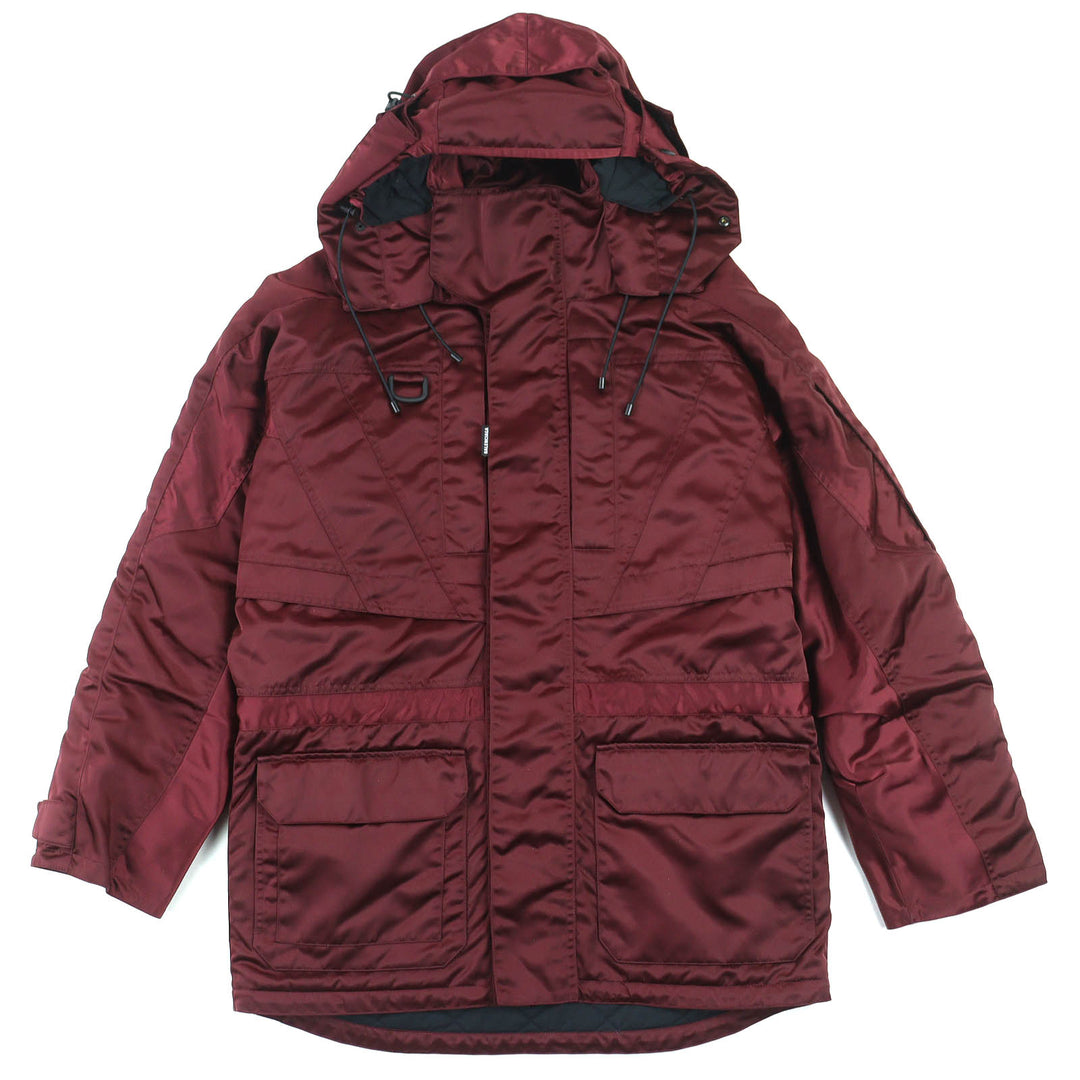 精美BALENCIAGA葡萄紫色尼龙超大款连帽羽绒服，42码，货号594907