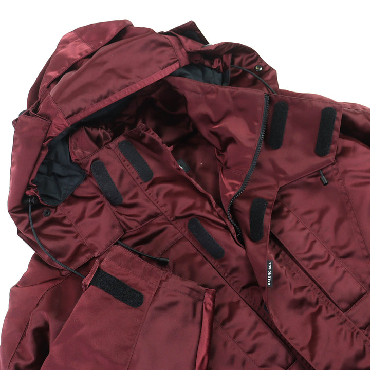 精美BALENCIAGA葡萄紫色尼龙超大款连帽羽绒服，42码，货号594907