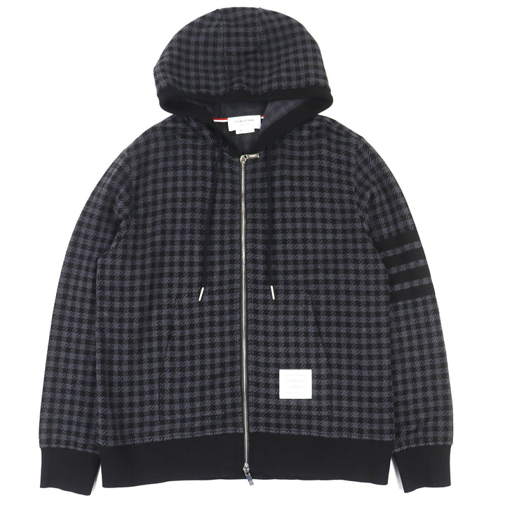 新品未使用 THOM BROWNE フーディー ガンクラブチェック ジャカード 4BAR ジップアップ 2 MJT302A-07671