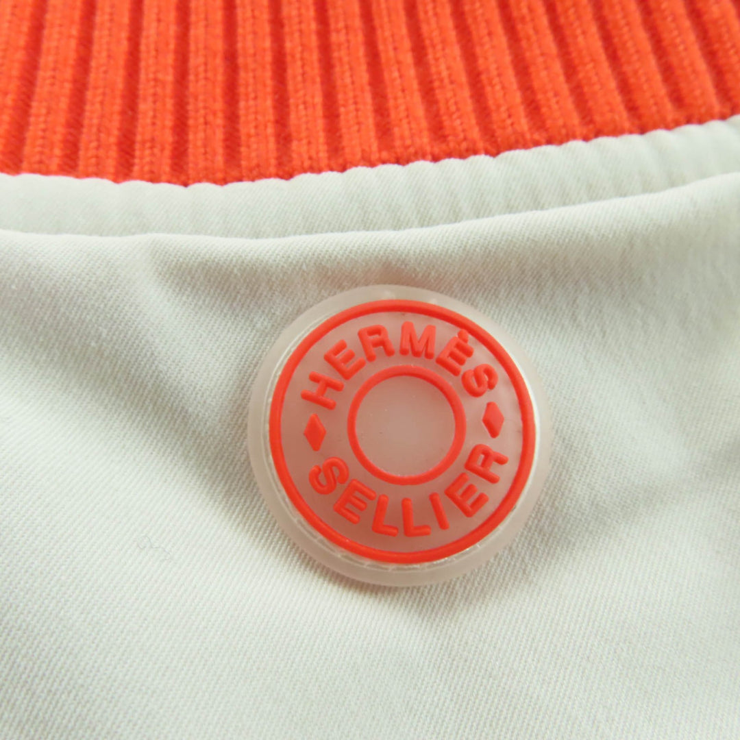 新品 HERMES ベストセリエ パッド入り ジップアップ ベージュ オレンジ ナイロン レディース M