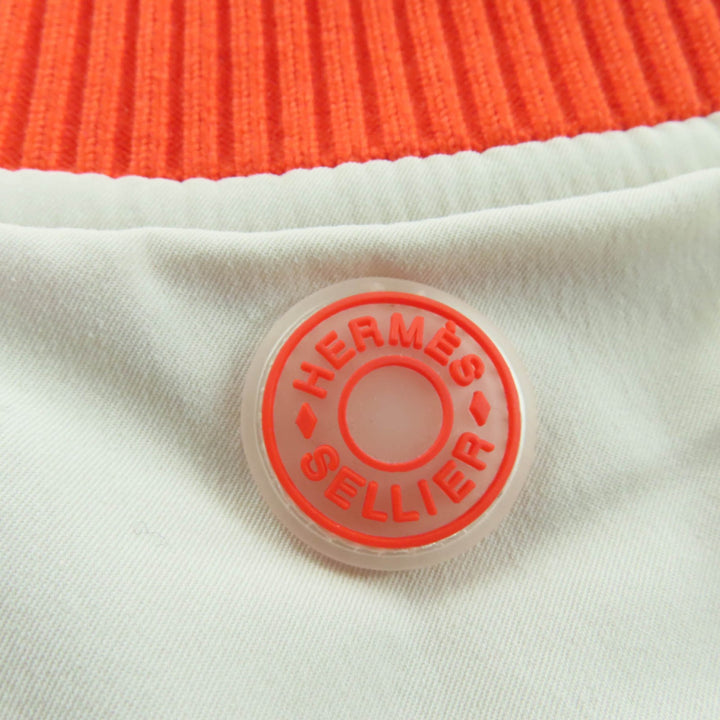 新品 HERMES ベストセリエ パッド入り ジップアップ ベージュ オレンジ ナイロン レディース M