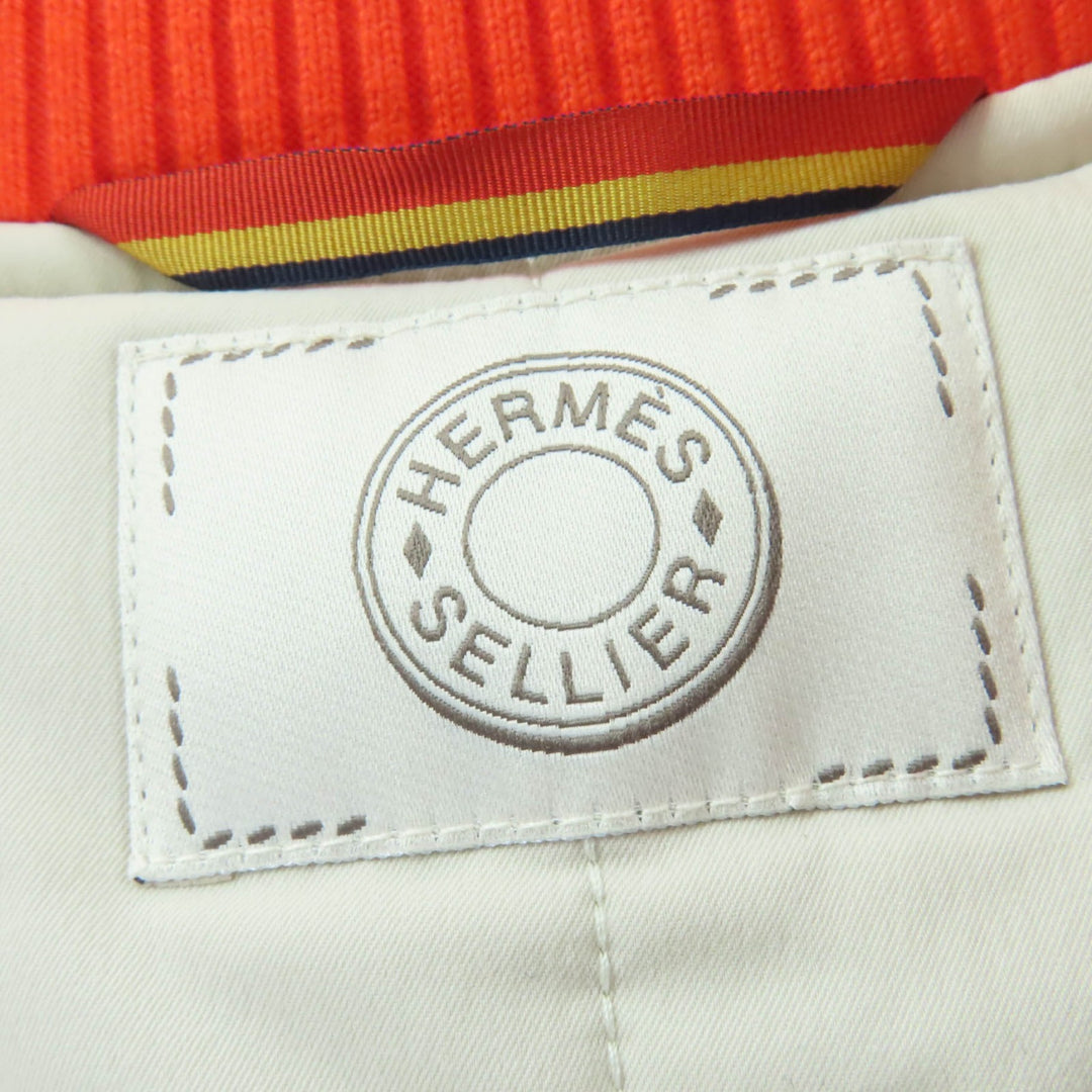 新品 HERMES ベストセリエ パッド入り ジップアップ ベージュ オレンジ ナイロン レディース M