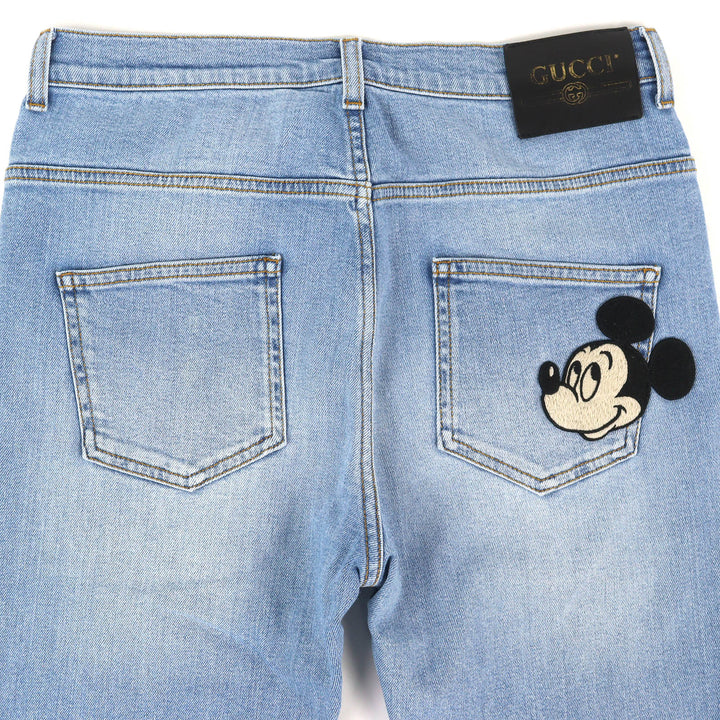 Great GUCCI×Disney Denim pants Logo leather patch Mickey patch 29 502797