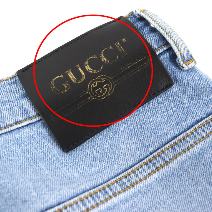 Great GUCCI×Disney Denim pants Logo leather patch Mickey patch 29 502797