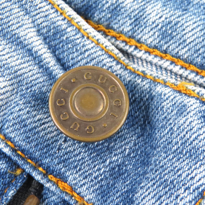 Great GUCCI×Disney Denim pants Logo leather patch Mickey patch 29 502797
