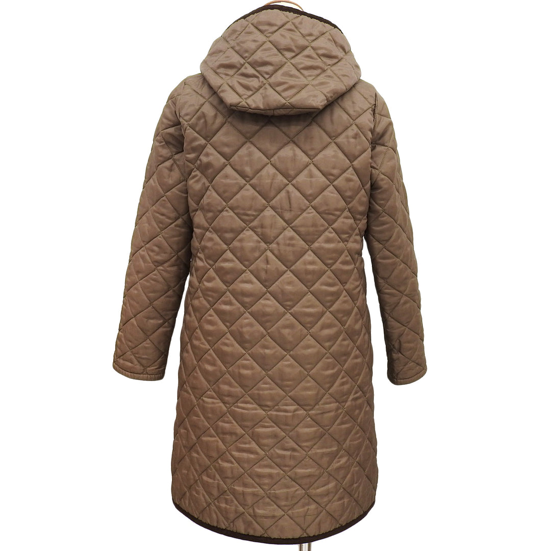 Great LAVENHAM Corduroy-trimmed, hooded, quilted, padded coat. Brown Women 38