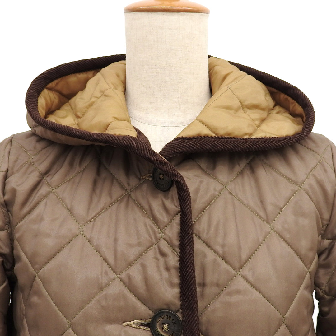 Great LAVENHAM Corduroy-trimmed, hooded, quilted, padded coat. Brown Women 38