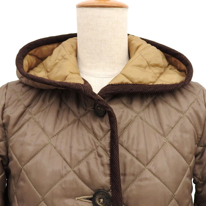 Great LAVENHAM Corduroy-trimmed, hooded, quilted, padded coat. Brown Women 38