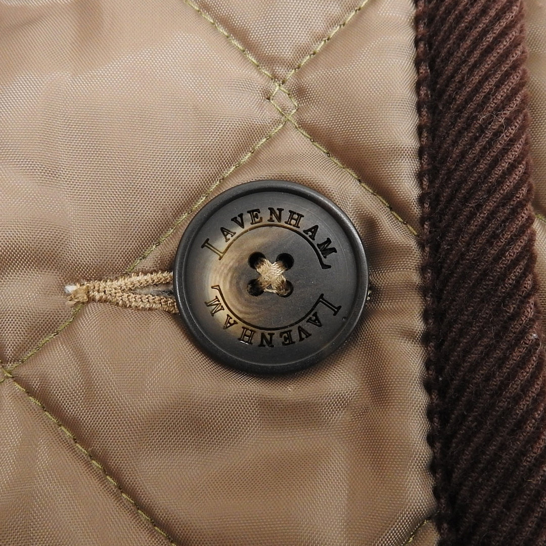 Great LAVENHAM Corduroy-trimmed, hooded, quilted, padded coat. Brown Women 38