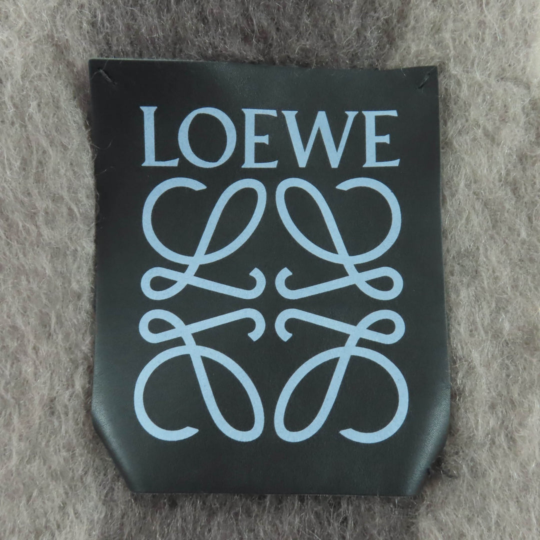 素晴らしいLOEWEアナグラムフリンジラージブランケットブラウンモヘアレディース