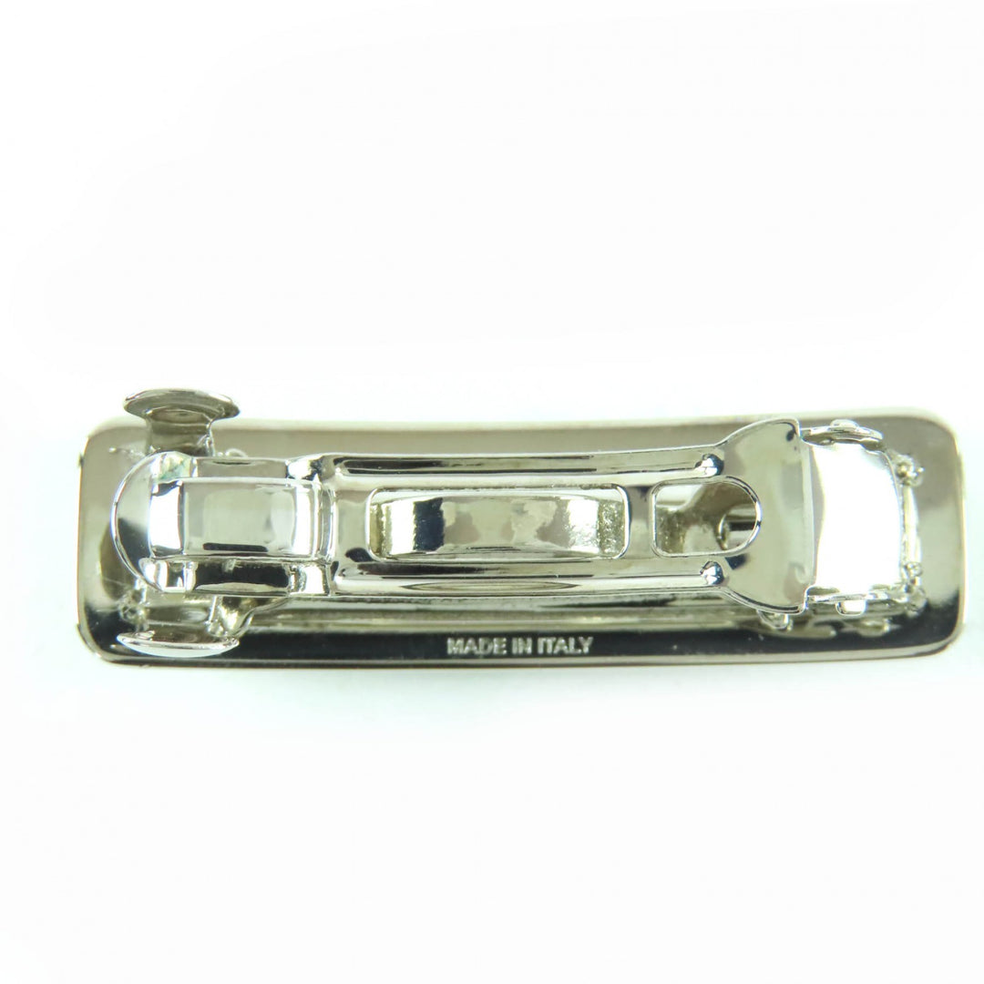 Pristine MIUMIU hair accessory Rhinestone Logo Hair Barrette Silver 5IF118