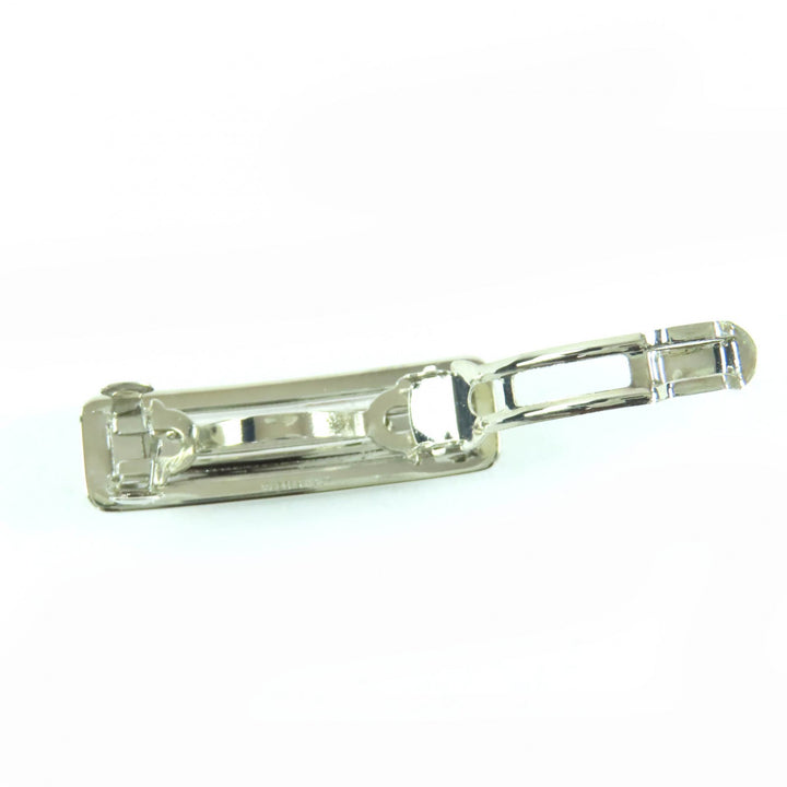 Pristine MIUMIU hair accessory Rhinestone Logo Hair Barrette Silver 5IF118