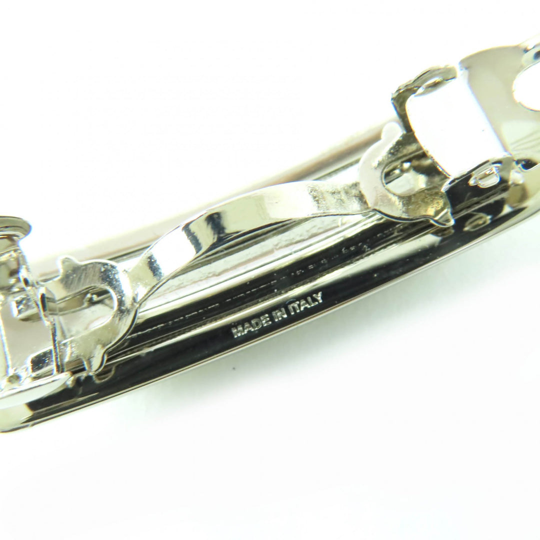 Pristine MIUMIU hair accessory Rhinestone Logo Hair Barrette Silver 5IF118