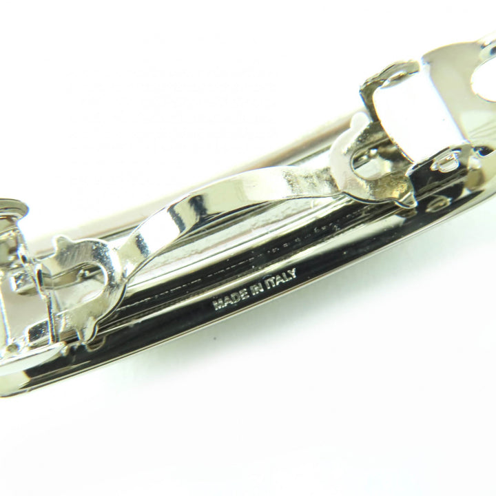 Pristine MIUMIU hair accessory Rhinestone Logo Hair Barrette Silver 5IF118