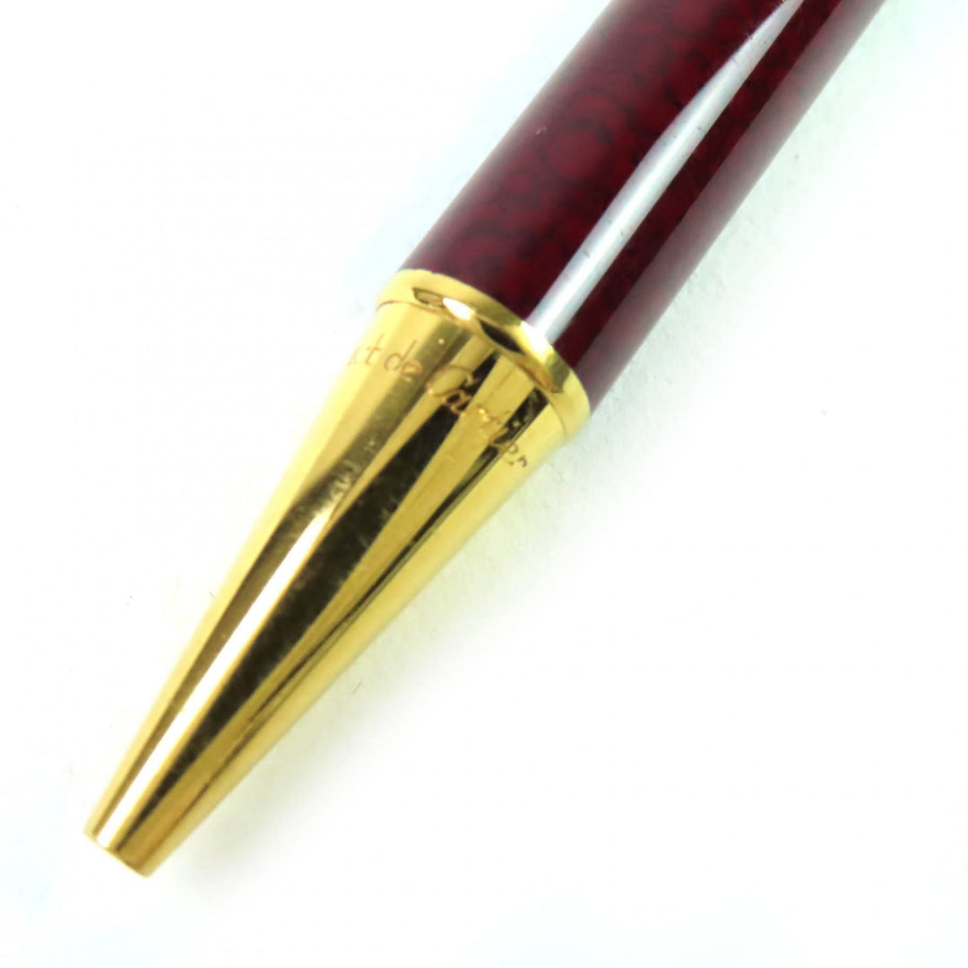 Very Good Cartier Ballpoint pen Trinity Marble Pattern Twist Type Bordeaux gold