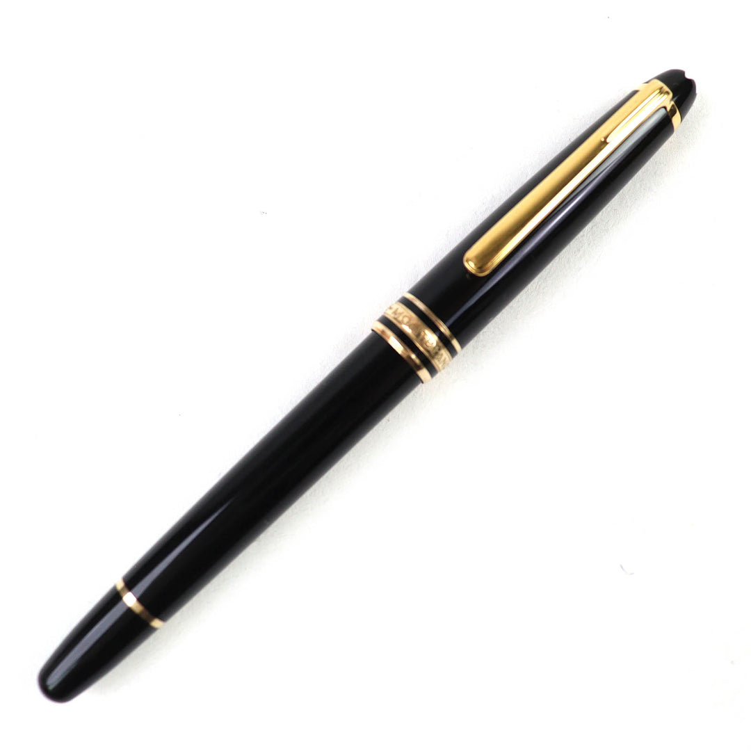 Very Good MONTBLANC fountain pen Meisterstück Classic white star Black gold 14K