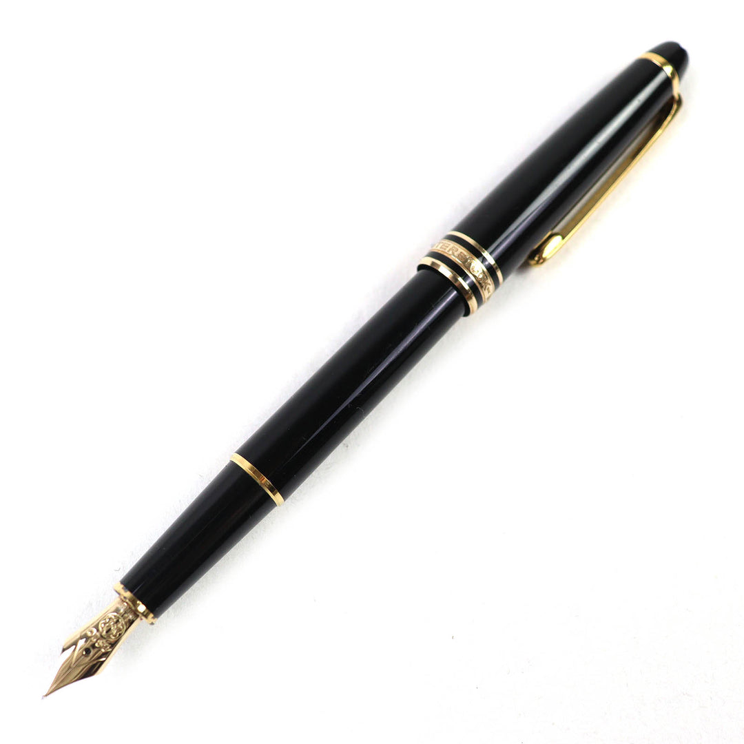 Very Good MONTBLANC fountain pen Meisterstück Classic white star Black gold 14K